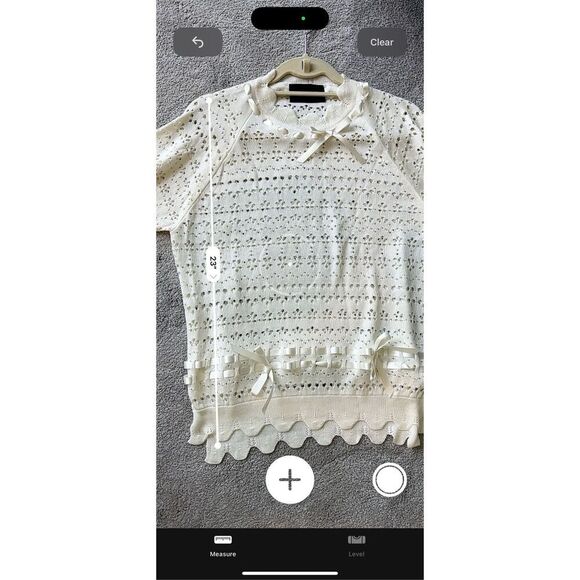 Simone Rocha Bow-detailed Scalloped Open-knit Sweater - Cream, $750 E22 - Picture 11 of 11